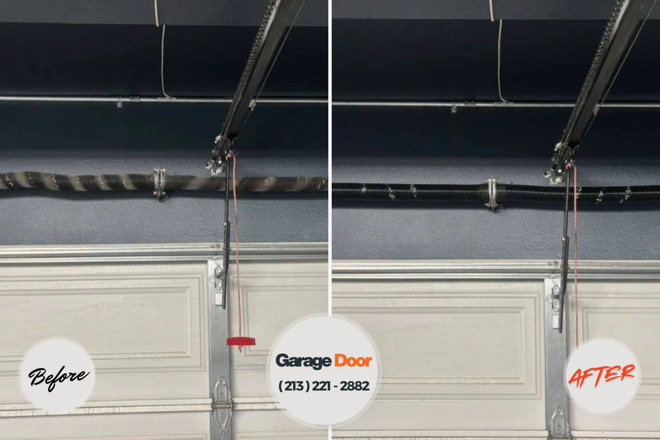 Before and after: garage door repair Wynnewood, OK